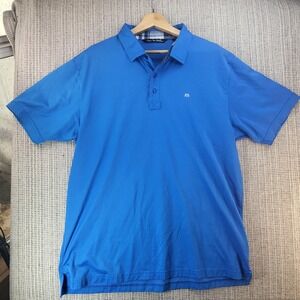 TravisMathew Polo Shirt Mens XL Blue Golf Performance Short Sleeve Embroidered